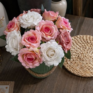 MW03336 Flor artificial Terciopelo <span class=keywords><strong>Rosas</strong></span> Floral Tallo corto Boda Flores decorativas y coronas Hermosa Rama de rosa - Product Image 3