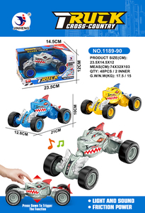 Ensemble de voitures jouets 2 pièces de haute qualité pour enfants Design dinosaure et requin Lumières et sons alimentés par inertie Transformation Crash en plastique - Product Image 4