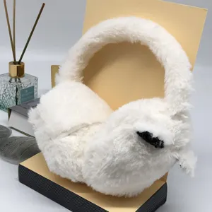 Popular White Plush Protection Ear Covers Anti-freezing And Heated Windshield Earmuffs