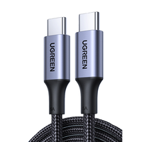 Câble de données USB-C vers USB-C Ugreen US316 100W à charge ultra-rapide avec conducteur en cuivre étamé, modèle pour iPhone 15, PC et gaine tressée