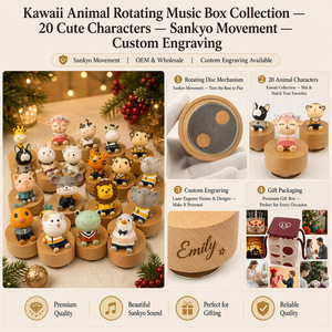 Carrousel musical en bois rotatif avec animaux, mouvement Sankyo, 18 secondes de musique, gravure personnalisée, cadeau souvenir pour Noël - Product Image 2