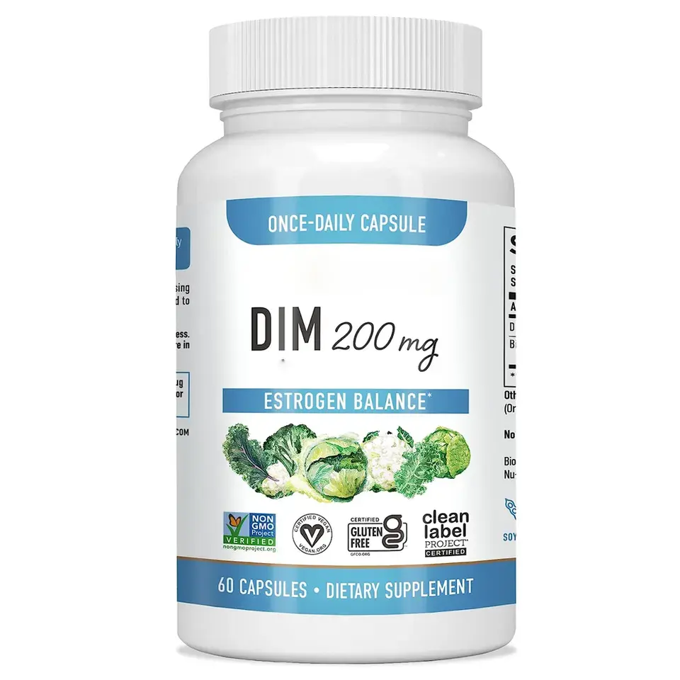 DIM Supplement 200 mg Estrogen Balance for Women Men Hormone Balance Hormonal Acne Supplements Menopause Support