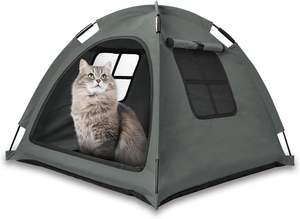 2024 Venta caliente plegable 2 en 1 con almohada acolchada extraíble pequeña tienda de cama para mascotas para gatos de interior liquidación tienda cálida para gatos - Product Image 2
