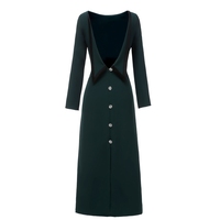 #1025 Elegante Groene Backless Eenvoudige Cut Dames Lange Mouwen Night Party Wear Avondjurk Enkellange Real Picture Goedkope
