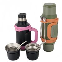 Ensemble de Yerba Maté en Acier Inoxydable Premium avec Bombilla en Bois Véritable, Accessoires Traditionnels pour Gourde et Bouteille Isotherme pour le Camping