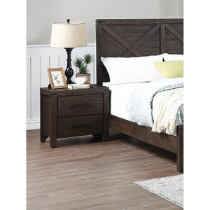 2 <b>Drawers</b> Nightstand In Espresso Wood Finish Modern Bedroom <b>Storage</b> <b>Drawer</b> Unit - Product Image 2