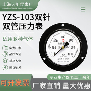 เกจวัดแรงดันแบบสองเข็มสองท่อ YZS-103 ขนาด 100 มม. 0-1200kPa เกลียวแกน โลหะ ผลิตจากโรงงานเซี่ยงไฮ้ - Product Image 4