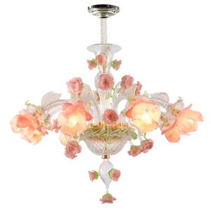 欧美奢华风格深粉红玫瑰可定做玻璃吊灯