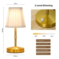 Lampe de lecture flexible et réglable en tissu doré, rechargeable, à lumière chaude, personnalisée, sans fil, moderne, lampe de table LED
