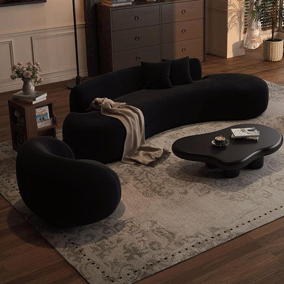 Canapé rond simple de 220 cm avec table basse de 1 mètre