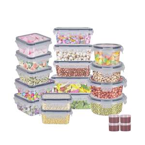 24-टुकड़ा बी ग्रेड सील किए गए स्नैक्स सूखे भंडारण बॉक्स को रसोई और कार्यालय के उपयोग के लिए प्लास्टिक के ढक्कन के साथ - Product Image 4