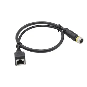 Fabrication de câble Ethernet de connecteur M12 avec connecteur étanche X Code 8 broches femelle vers RJ45 CAT 6A - Product Image 1