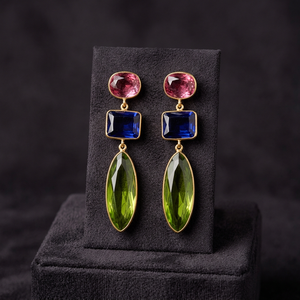 Elevate Your Style with Multistone Marvel Brass 14K Gold Plated <b>Stud</b> Earrings Rhodium & Platinum Plated Children's - Product Image 2