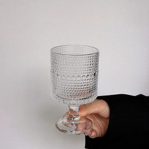 Verres à vin rouge en verre transparent de style vintage, verres à champagne en relief, flûtes à champagne - Product Image 4