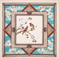 Nappe de table Mahjong personnalisée avec imprimé oiseaux et magnolias traditionnels chinois, lavable et antidérapante, pour la vente en gros et les événements.