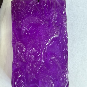 قلادة تنين من اليشم الأرجواني الطبيعي - تمثال يدوي منحوت من اليشم البورمي من النوع أ، قلادة تميمة - Product Image 3