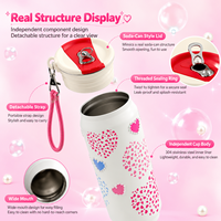 Bouteille isotherme portable en acier inoxydable à double paroi de 16 oz, style canette de cola, avec corde, pour fille