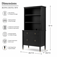 Lavenir Meuble de rangement haut ouvert en bois, bibliothèque avec base de rangement dissimulée, personnalisable