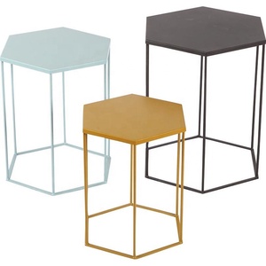 Carrara <strong>white</strong> natural marble top round metal frame steel <strong>nesting</strong> coffee <strong>table</strong> - Product Image 5