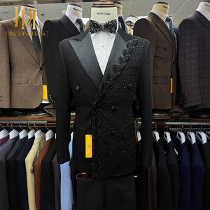 Hôte décontracté pour hommes Robe de banquet de mariage Ensemble de 2 pièces en jacquard <span class=keywords><strong>Costume</strong></span> simple boutonnage <span class=keywords><strong>Taille</strong></span> XL Tenue de cérémonie personnalisée pour hommes - Product Image 2