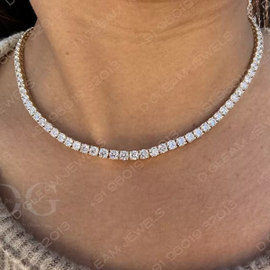 Collier à breloques tendance en argent 925 avec chaîne à maillons de 16 pouces et moissanite ronde de 20 carats pour femme, certifié IGI - Product Image 5