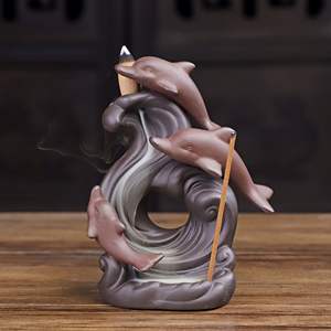 Brûleur en céramique pour encens à refoulement d'eau alpin, style rocaille, vente en gros - Product Image 3