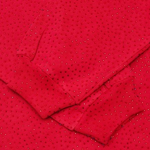 Logo personalizzato <span class=keywords><strong>Oversize</strong></span> 100% cotone colore rosso strass Streetwear stampa di lettere pullover americani felpe felpe con cappuccio - Product Image 4