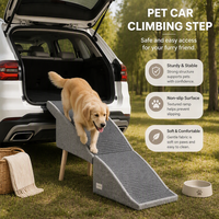 Escalier pour animaux de compagnie en bois massif courbé, pliable 3-en-1, rampe, échelle et marchepieds avec ottoman pour lit ou canapé surélevé, antidérapant, pour chats