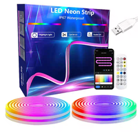 Tira de LED RGB de 8x16 mm con Alimentación USB, 12V, para Decoración de Interiores de Automóviles, Luz Ambiental para el Tablero, con Control Remoto