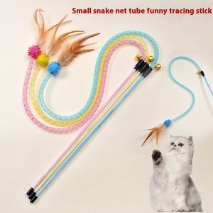 Giocattolo gatto forma di serpente elastico rete peluche piuma divertente gatto bastone giocattolo interattivo - Product Image 2
