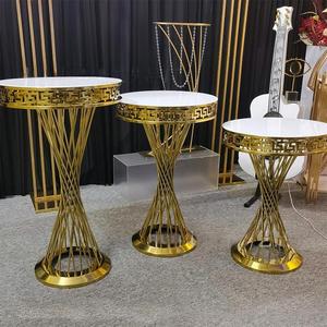 Juego de 3 Piezas de Centros de Mesa de Metal Dorado de Alta Calidad de 70/80/90 cm para Bodas, Soporte Moderno para Pastel de Boda, Cumpleaños - Product Image 5