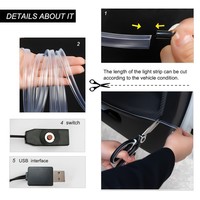 Lampe d'ambiance RGB USB pour l'intérieur de la voiture, 1m/2m/3m/4m/5m, bande lumineuse pour les fentes de porte