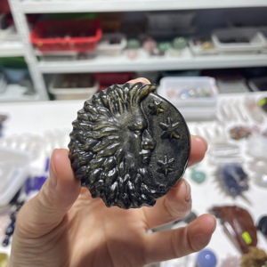 <span class=keywords><strong>Pietra</strong></span> di cristallo curativa naturale all'ingrosso che intaglia il <span class=keywords><strong>sole</strong></span> dorato dell'ossidiana con la luna - Product Image 2