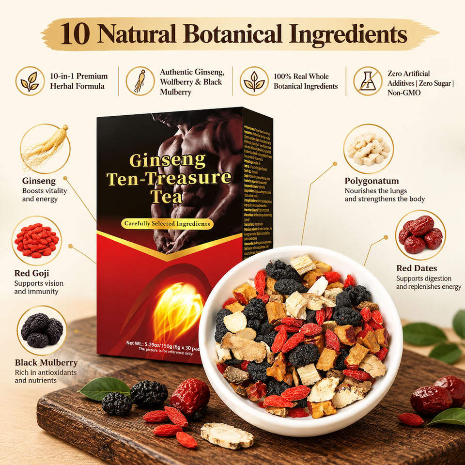 Ginseng Ten Treasure Herbal Tea Blend 150g 30 Pyramid Sachets Bagged ...