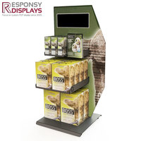 Étagère de présentation suspendue en métal à plusieurs niveaux avec inclinaison vers l'arrière pour les produits de collation tels que les chips et les biscuits, support de présentation pour usage commercial
