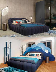 Lit de sol français en tissu crème pour chambre de fille, chambre principale, style simple et moderne, lit à bulles <span class=keywords><strong>Netflix</strong></span> - Product Image 4