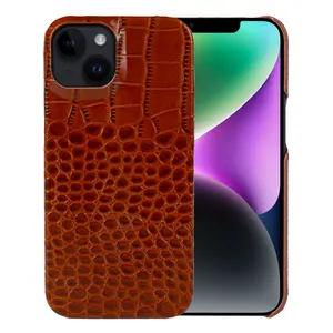 适用于iPhone 15 Pro Max手机壳豪华鳄鱼纹牛皮手机壳适用于iPhone 14 13 12 Pro商务软皮手机壳
