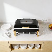 Oulu 2026 Nouveau produit Chauffe-plat de buffet 6L en acier inoxydable multicolore 201 avec couvercle visible, équipement de restauration