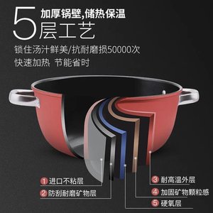 Non-Stick <b>Soup</b> <b>Pot</b> 5L Above Double Handle Stew <b>Pot</b> For Gas And Induction Cookers - Product Image 2