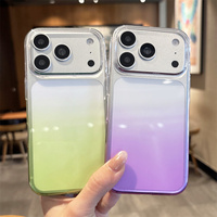 Coque de téléphone transparente minimaliste à dégradé cristallin pour iPhone 18 17 Pro Max 16 15 14 13, fine, en PC rigide, antichoc, protection intégrale