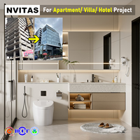 Ensembles de meubles-lavabos de salle de bain NVITAS modernes, imperméables et écologiques en MDF avec lavabo mural pour projets hôteliers, d'appartements et de villas