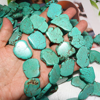 Tranches de pierre de magnésite turquoise TB0100, dalles de pierre turquoise brute, perles focales décoratives