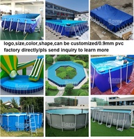 Grande piscine à cadre métallique rectangulaire, revêtement de bâche en PVC pour équipement de parc aquatique d'amusement