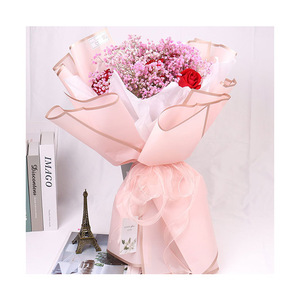 AM-FMC22 20 pz/pacco di fiori artificiali freschi avvolti in carta platino opaca Bouquet decorativo fornitore fiorista crudo - Product Image 1