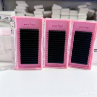 Extensions de cils personnalisées en gros, plateaux d'extensions de cils en soie douce de qualité supérieure, extensions de cils volume noir super mat en velours cachemire