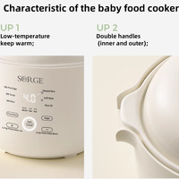 Cuisinière lente électrique intelligente programmable Sorge pour aliments pour bébés, contrôle tactile, capacité de 1,2 litre, couvercle en céramique, pot extérieur en plastique, usage domestique