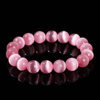 JD GEMS pierre de guérison cordon extensible élastique coloré yeux de chat pierre extensible corde bijoux rose yeux de chat pierre bracelet