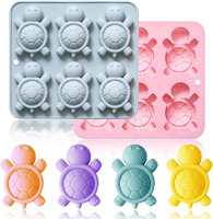Moule en silicone 6 cavités en forme de tortue pour enfants, idéal pour la décoration de gâteaux, les chocolats, les bonbons, les glaçons et le savon