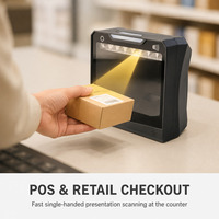 Lecteur de codes QR à plat pour supermarché, capteur automatique, grande fenêtre, USB, omnidirectionnel, imagerie 2D, compteur