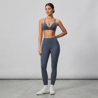 Soutien-gorge de sport de haute qualité en tissu brossé, col en V, bretelles spaghetti, dos croisé, respirant, séchage rapide, pour la course à pied